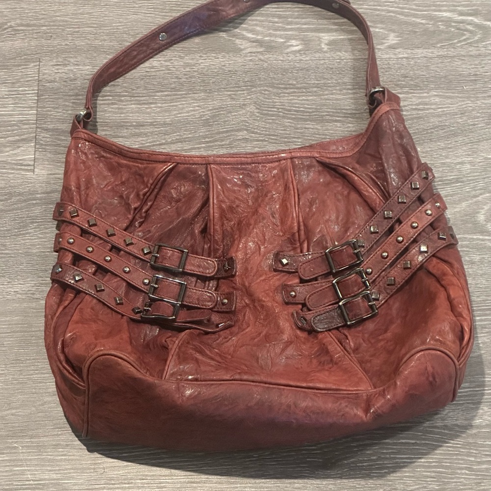 Treesje Dylan Large Red Leather Hobo Bag